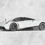 pagani huayra sketch style automotive illustration