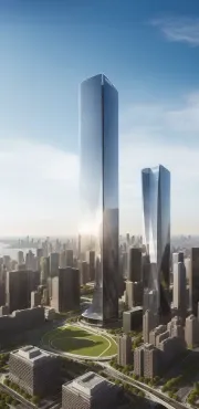 ai skyscraper park summer day