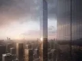 ai slender skyscraper overcast dusk