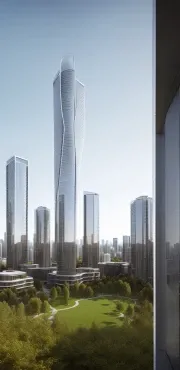 ai skyscraper park summer day