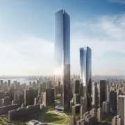 ai skyscraper park summer day