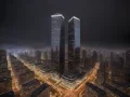 ai twin tower night